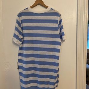Women’s Vintage Nite & Day blue and white striped sleep shirt with elephant 2XL